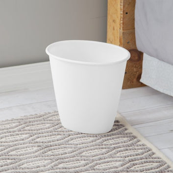 Sterilite 1.5 Gallon Oval Vanity Trash Can, Plastic, Bathroom, White